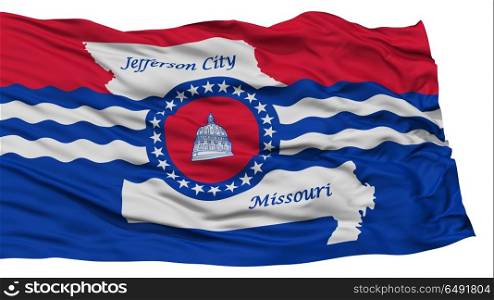 Isolated Jefferson City Flag, Capital of Missouri State, Waving on White Background, High Resolution