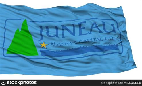 Isolated Juneau City Flag, United States of America. Isolated Juneau City Flag, City of Alaska State, Waving on White Background, High Resolution