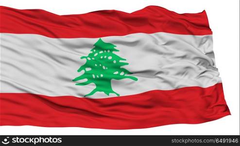 Isolated Lebanon Flag, Waving on White Background, High Resolution
