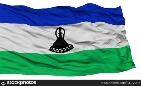 Isolated Lesotho Flag, Waving on White Background, High Resolution