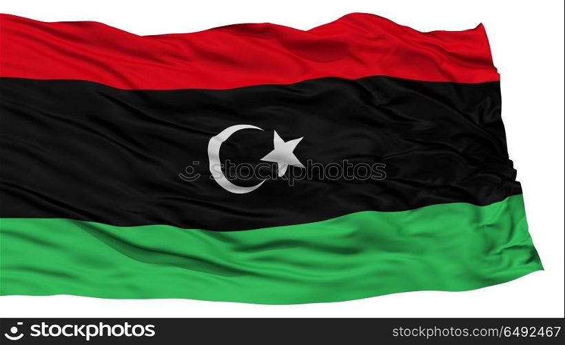 Isolated Libiya Flag, Waving on White Background, High Resolution