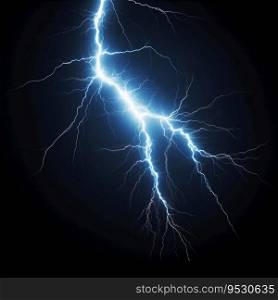 Isolated Lightning Charge on Black Background. Generative ai. High quality illustration. Isolated Lightning Charge on Black Background. Generative ai