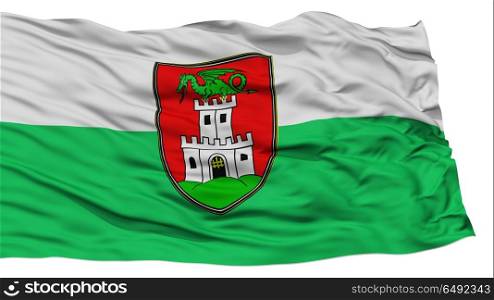 Isolated Ljubliana City Flag, Capital City of Slovenia, Waving on White Background, High Resolution