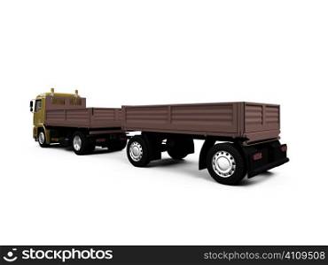 isolated long dump truck on white background