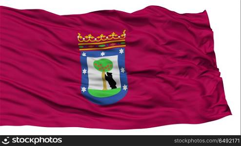 Isolated Madrid City Flag, Capital City of Spain, Waving on White Background, High Resolution