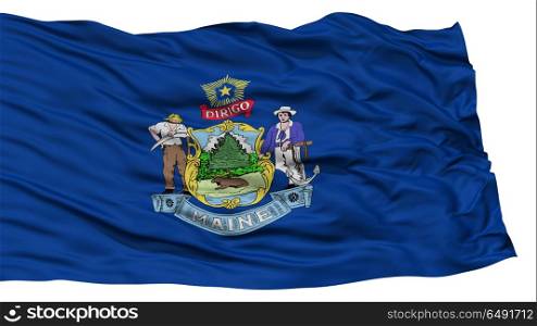 Isolated Maine Flag, USA state, Waving on White Background, High Resolution