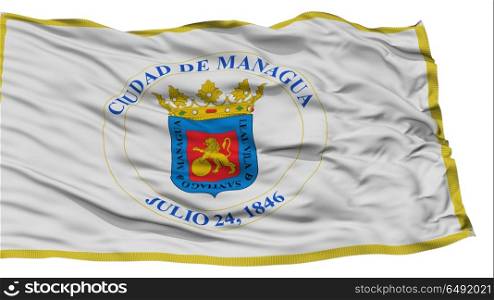 Isolated Managua City Flag, Capital City of Nicaragua, Waving on White Background, High Resolution