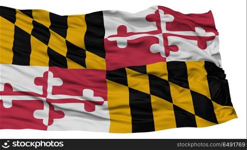 Isolated Maryland Flag, USA state, Waving on White Background, High Resolution