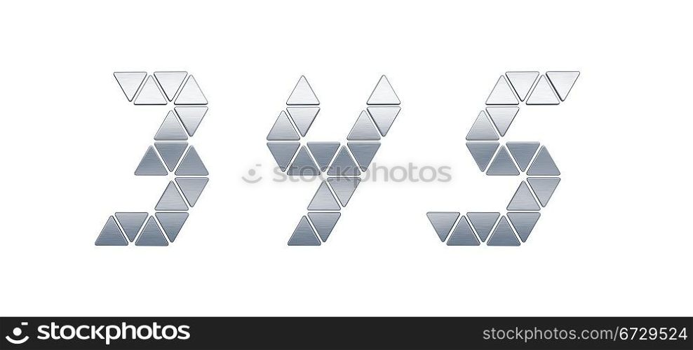 isolated metal numbers, 3d render