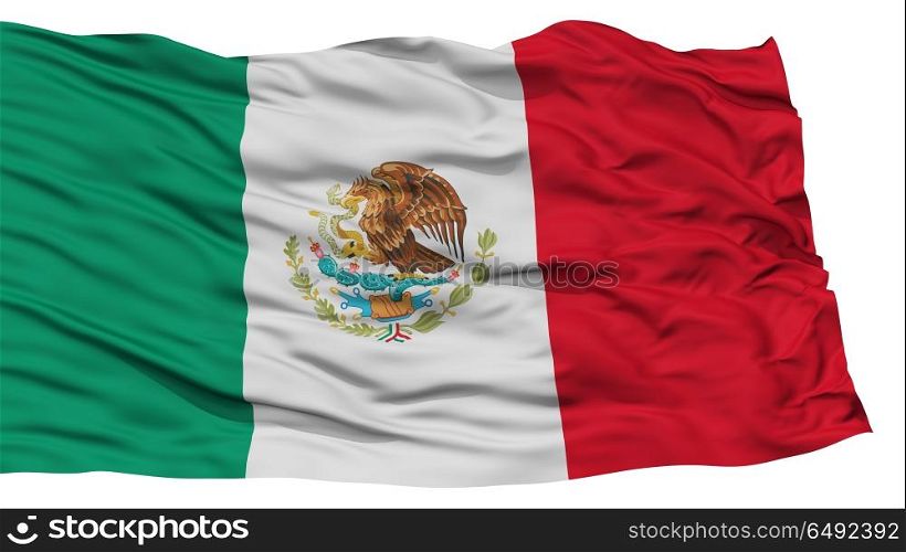 Isolated Mexico Flag, Waving on White Background, High Resolution