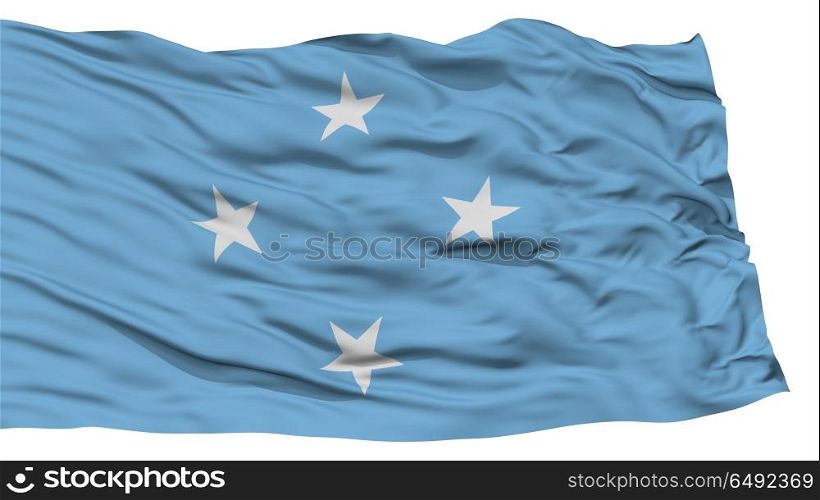 Isolated Micronesia Flag, Waving on White Background, High Resolution