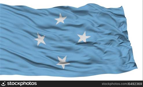Isolated Micronesia Flag, Waving on White Background, High Resolution