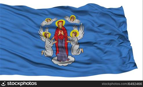 Isolated Minsk City Flag, Capital City of Belarus, Waving on White Background, High Resolution
