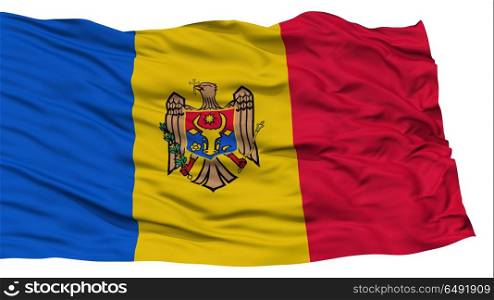 Isolated Moldova Flag, Waving on White Background, High Resolution