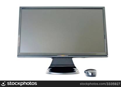 Isolated Monitor keyboard and mouse on white background