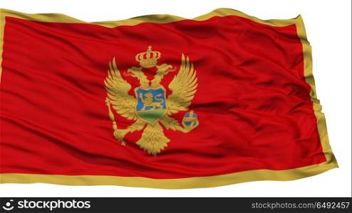 Isolated Montenegro Flag, Waving on White Background, High Resolution