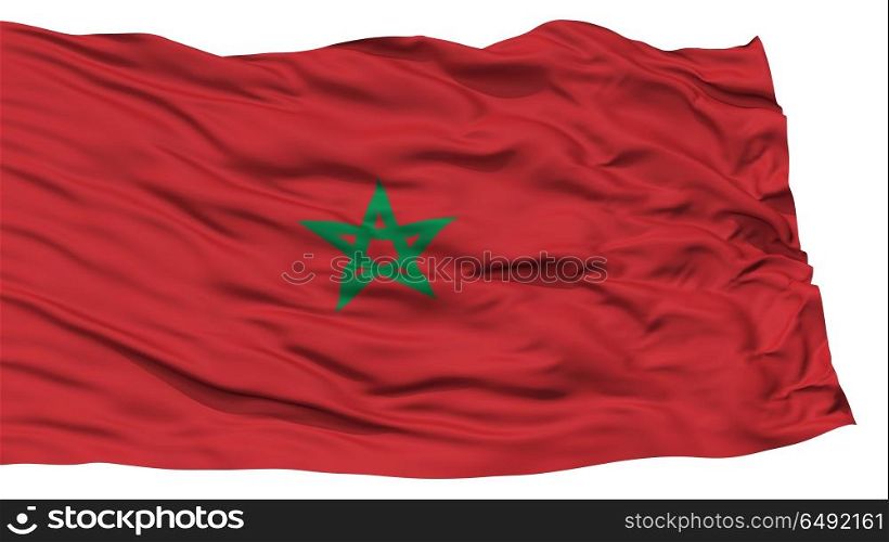 Isolated Morocco Flag, Waving on White Background, High Resolution