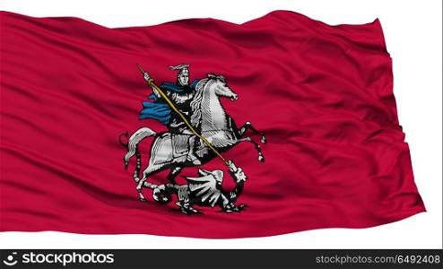 Isolated Moscow City Flag, Capital City of Russia, Waving on White Background, High Resolution