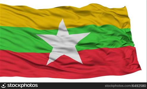 Isolated Myanmar Flag, Waving on White Background, 3D Rendering