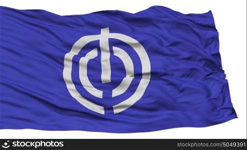 Isolated Naha Flag, Capital of Japan Prefecture, Waving on White Background. Isolated Naha Flag, Capital of Japan Prefecture, Waving on White Background, High Resolution