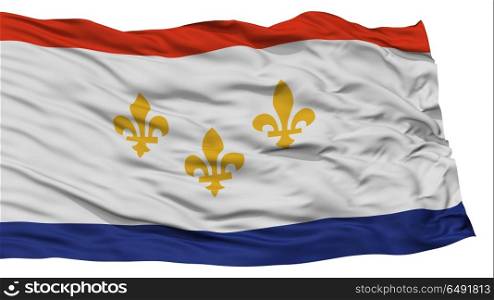 Isolated New Orleans City Flag, City of Louisiana State, Waving on White Background, High Resolution