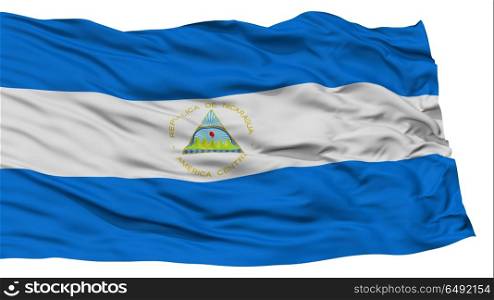 Isolated Nicaragua Flag, Waving on White Background, High Resolution