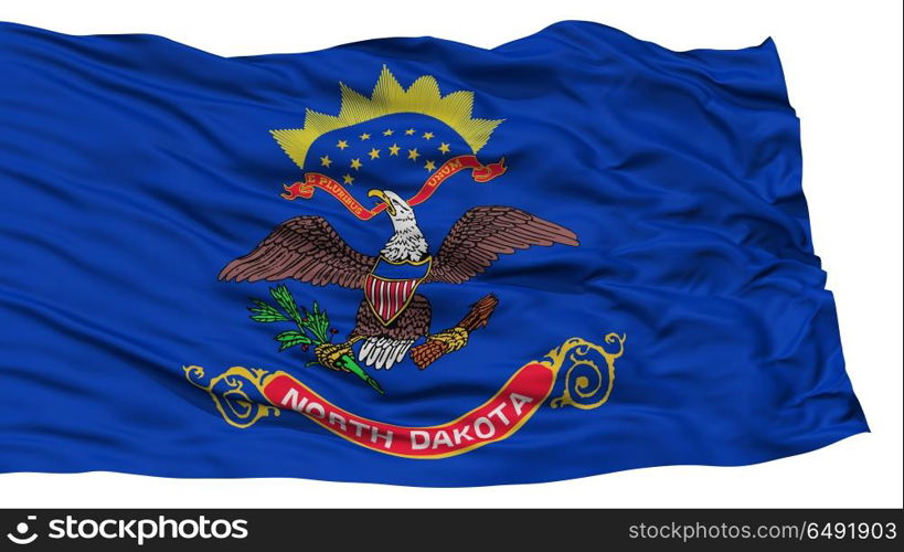 Isolated North Dakota Flag, USA state, Waving on White Background, High Resolution
