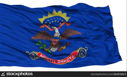 Isolated North Dakota Flag, USA state, Waving on White Background, High Resolution