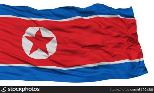 Isolated North Korea Flag, Waving on White Background, High Resolution