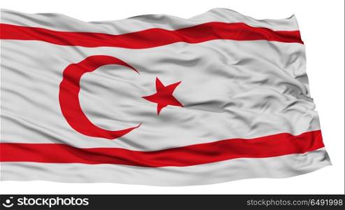 Isolated Northern Cyprus Flag, Waving on White Background, High Resolution