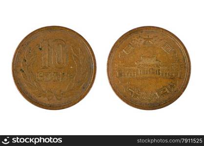 isolated object on white - Chinese coin
