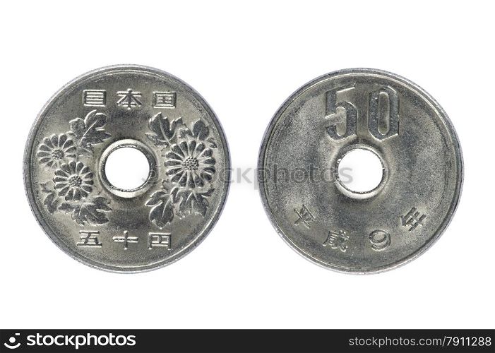 isolated object on white - coin, Japan