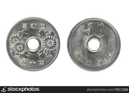 isolated object on white - coin, Japan