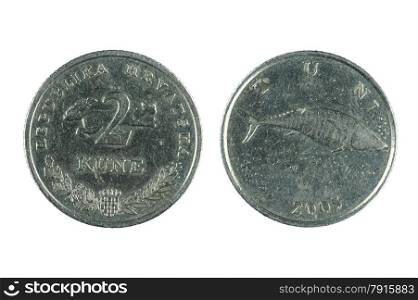 isolated object on white - coin Kuna Croatia