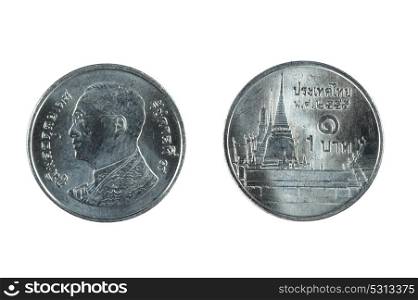 isolated object on white - coin Thailand