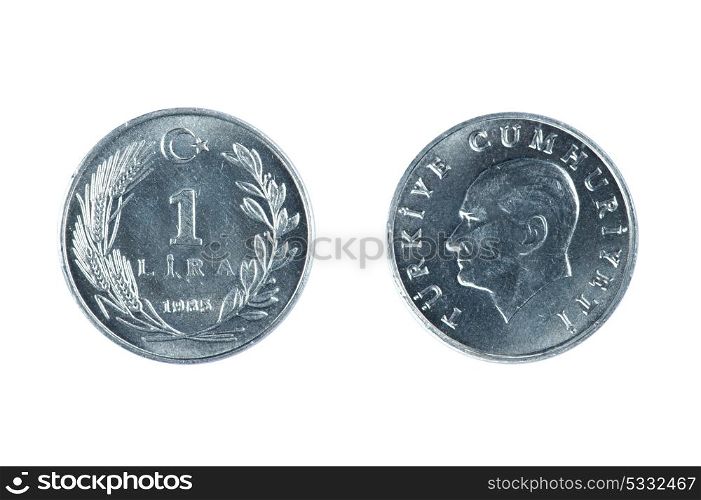 isolated object on white - coin Turkey