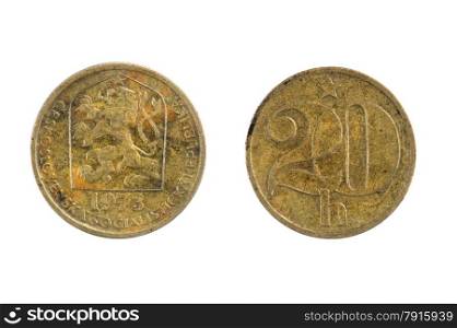 isolated object on white - coins Czechoslovakia