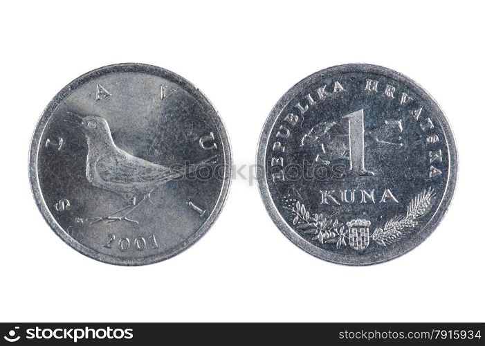 isolated object on white - Croatia coin Kuna
