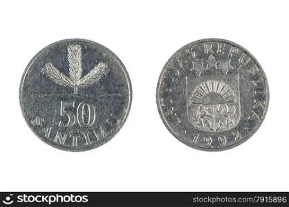 isolated object on white - Latvia coin