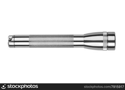 isolated object on white - metal flashlight