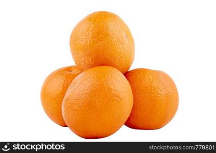 Isolated on white background Moroccan tangerines, lie in a heap