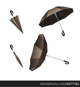 Isolated open and close umbrella. Inverted umbrella