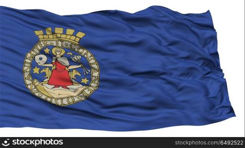 Isolated Oslo City Flag, Capital City of Norway, Waving on White Background, High Resolution