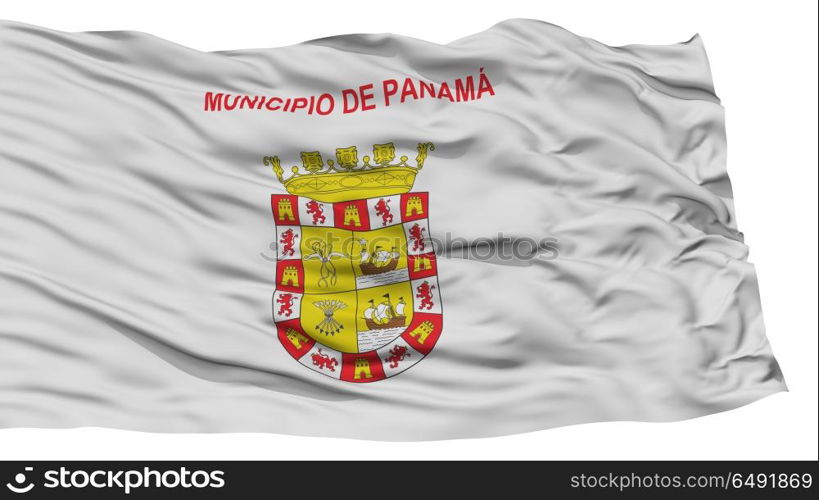 Isolated Panama City Flag, Capital City of Panama, Waving on White Background, High Resolution