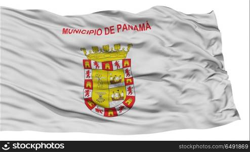 Isolated Panama City Flag, Capital City of Panama, Waving on White Background, High Resolution