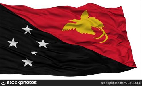 Isolated Papua New Guinea Flag, Waving on White Background, High Resolution