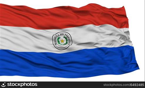 Isolated Paraguay Flag, Waving on White Background, High Resolution