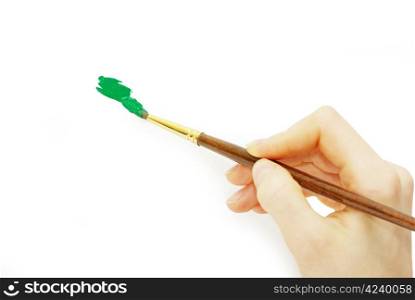 Isolated photo of a brush in a hand
