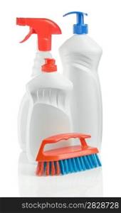 isolated plastic detergents with brush