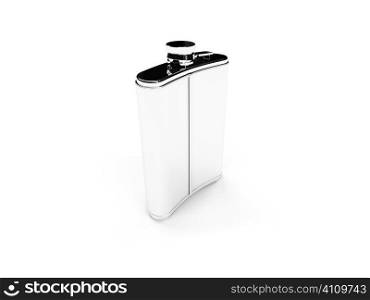 isolated pocket metal flask over white